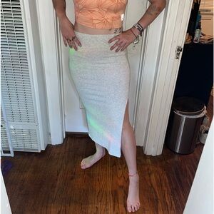 Grey Ribbed Top Shop Midi Maxi Skirt